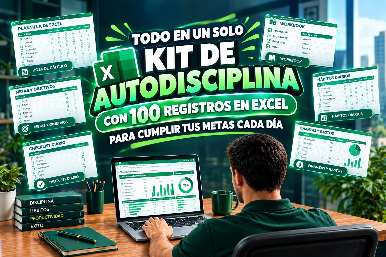 Kit de Autodisciplina: plantillas de Excel para hábitos, metas y gastos